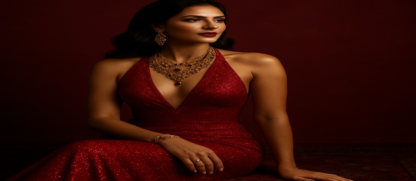 গেমিং প্ল্যাটফর্মে লাল পোশাক পরা একজন নারী কর্মকর্তা