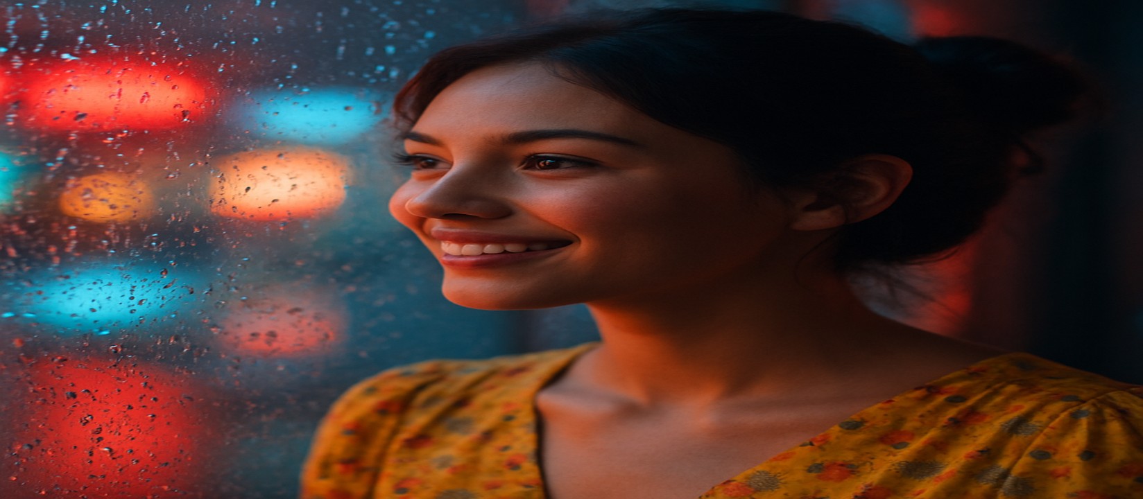 উজ্জ্বল গেমিং প্ল্যাটফর্মে আর্কেড মেশিনের পাশে হাসিখুশি এক তরুণী